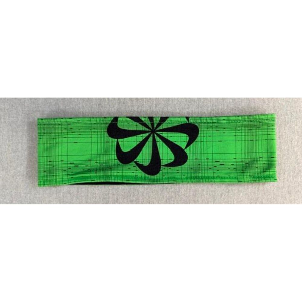 Nike Dri Fit Headband Reversible Green Black Pinwheel Move To Zero Sweatband